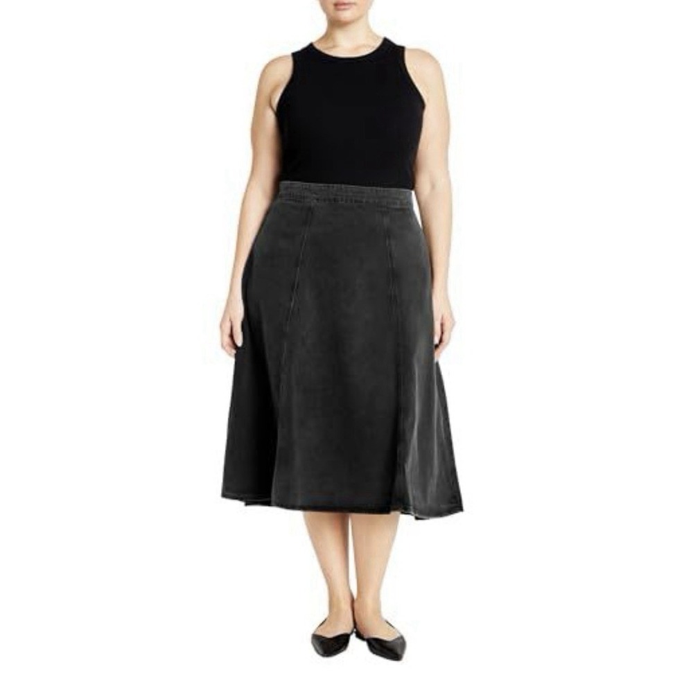 NWT City Chic Women's Denim Skirt Hi Lo Black Wash Size 12 Cotton Midi